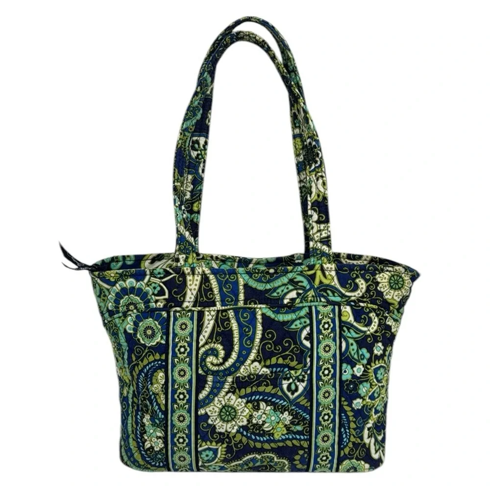 Vera Bradley Rhythm & Blues (Retired Pattern) Green Blue Floral Paisley Tote